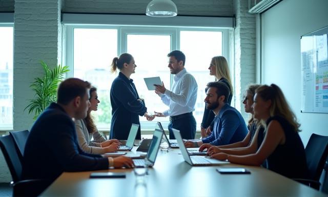 Technologie Start-up Büro mit Team bei Marktanalyse